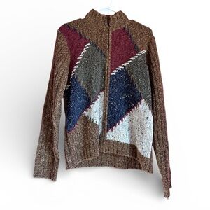Vintage 90s Chunky Cardigan Grannycore Sweater DRESSBARN Patchwork Women’s Sz L